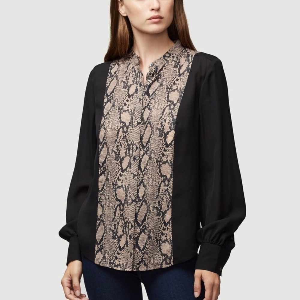 FRAME • Colorblock Blouse in Noir Multi